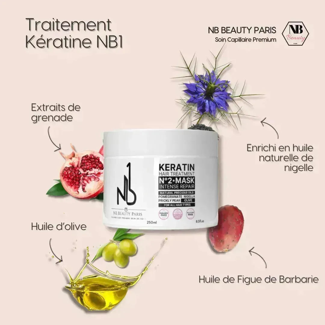 Mask Hair Repair Kératine NB1 - Soin intense Sans Sulfate - NB BEAUTY PARIS
