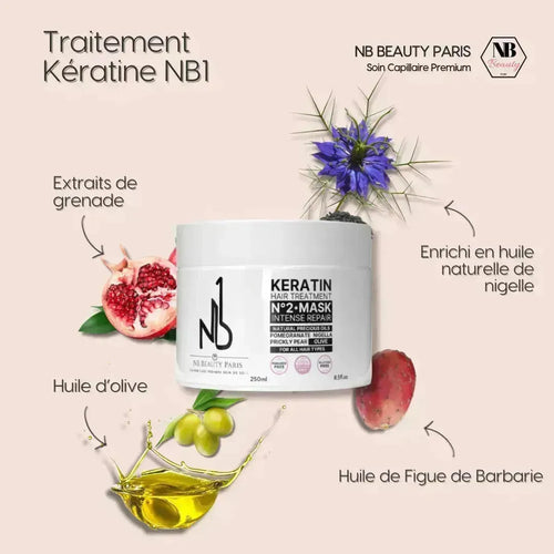 Mask Hair Repair Kératine NB1 - Soin intense Sans Sulfate - NB BEAUTY PARIS